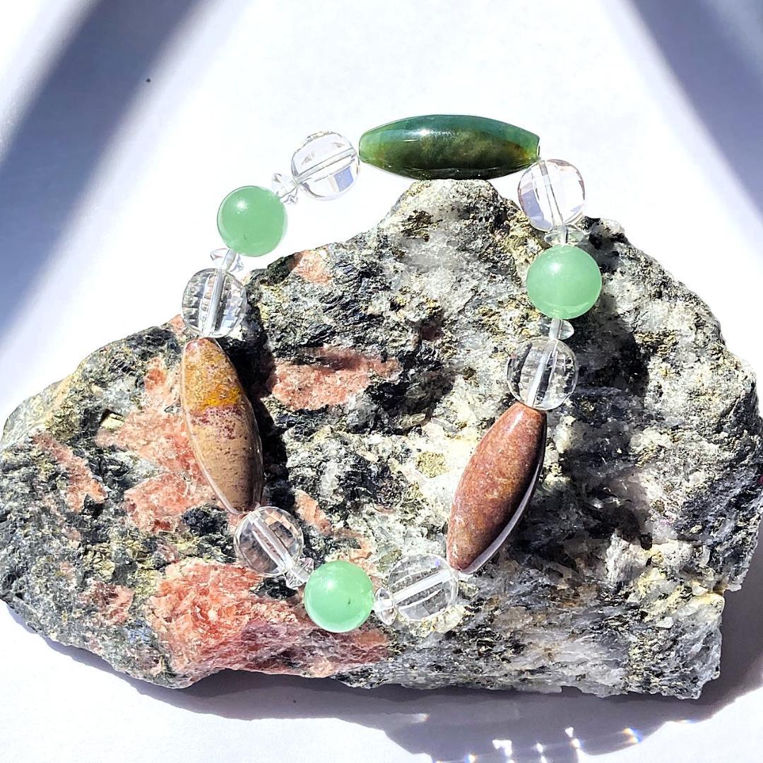 ★値下げしました★【木漏れ日みたい】細長メノウ 天然石 ブレスレット