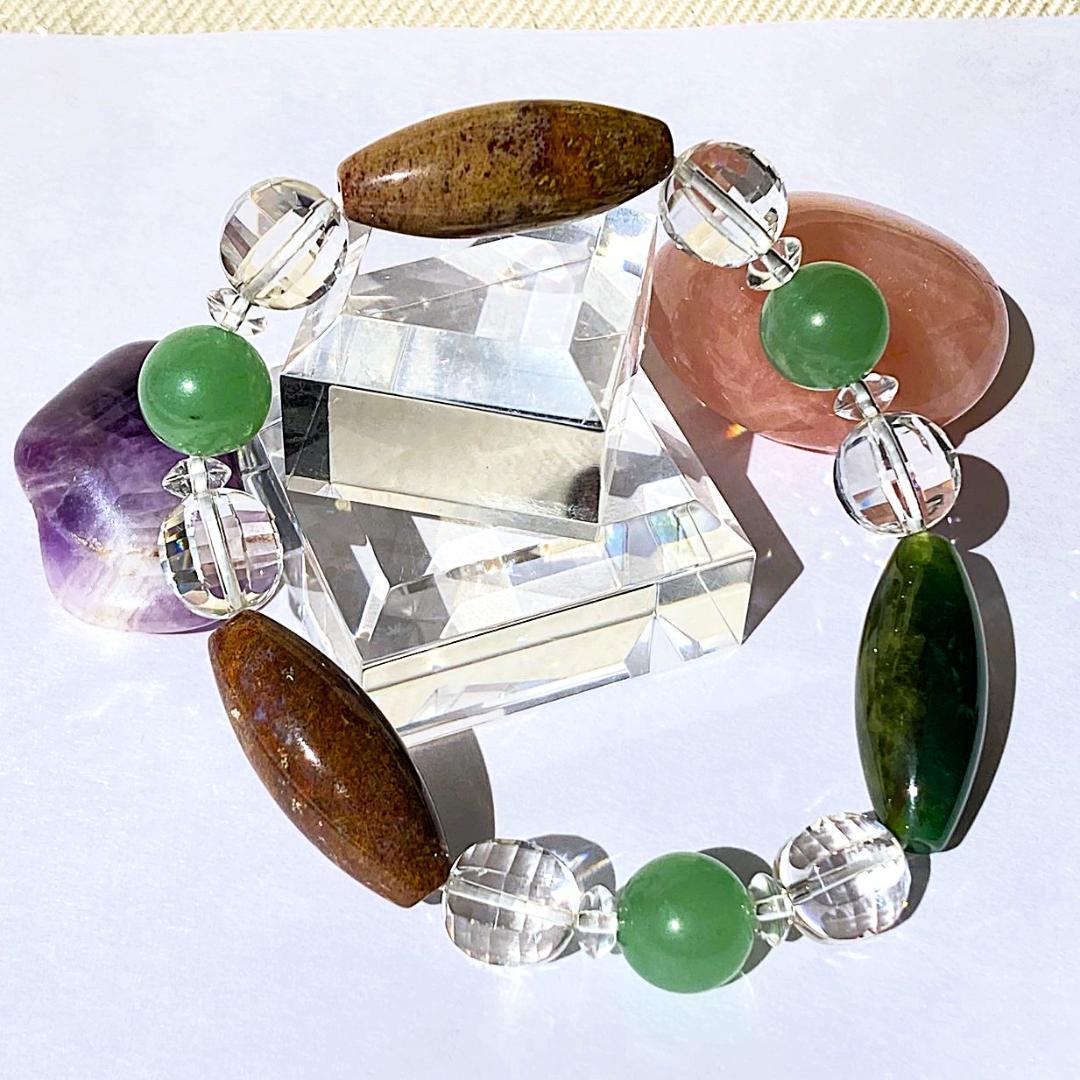 ★値下げしました★【木漏れ日みたい】細長メノウ 天然石 ブレスレット