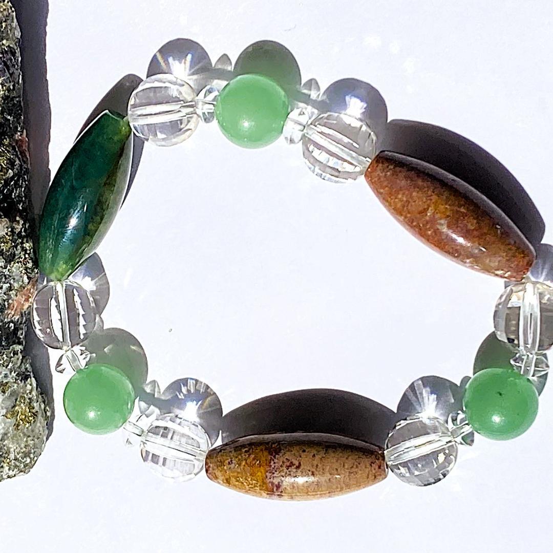 ★値下げしました★【木漏れ日みたい】細長メノウ 天然石 ブレスレット