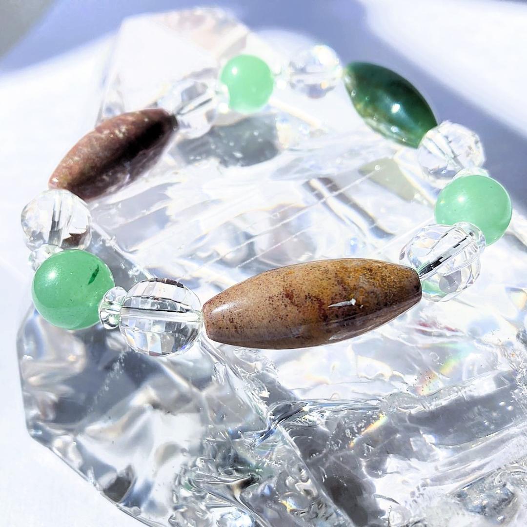 ★値下げしました★【木漏れ日みたい】細長メノウ 天然石 ブレスレット