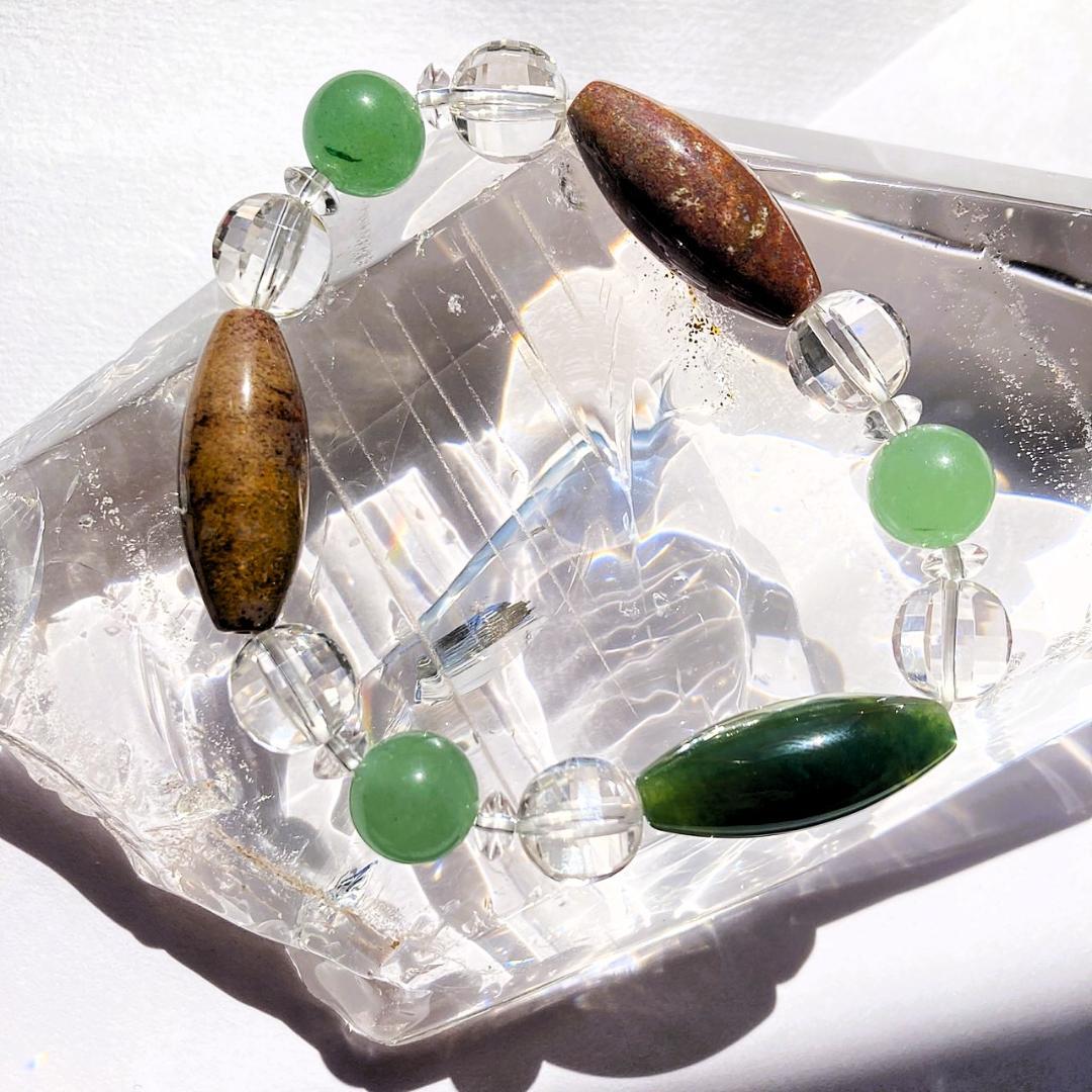 ★値下げしました★【木漏れ日みたい】細長メノウ 天然石 ブレスレット