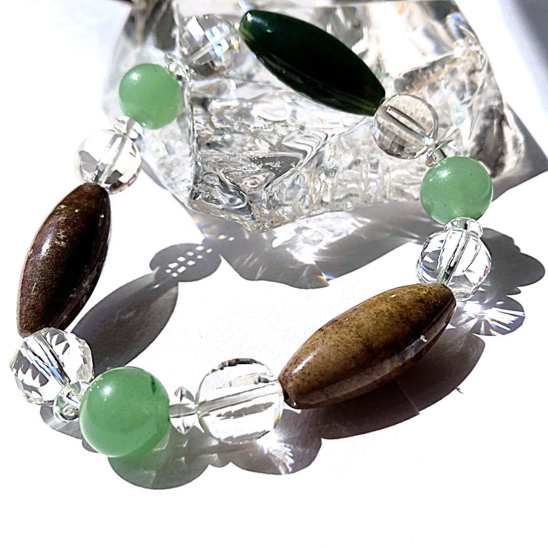 ★値下げしました★【木漏れ日みたい】細長メノウ 天然石 ブレスレット