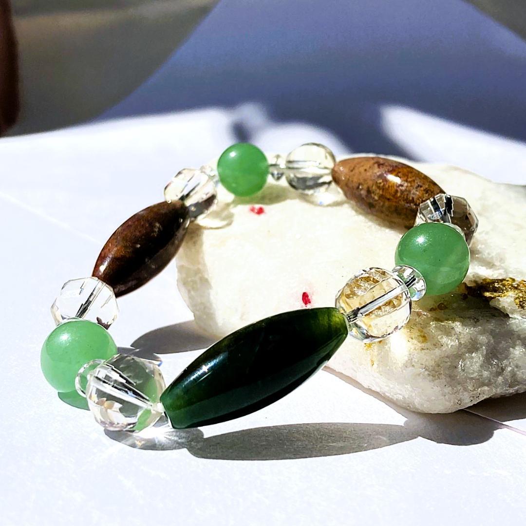 ★値下げしました★【木漏れ日みたい】細長メノウ 天然石 ブレスレット