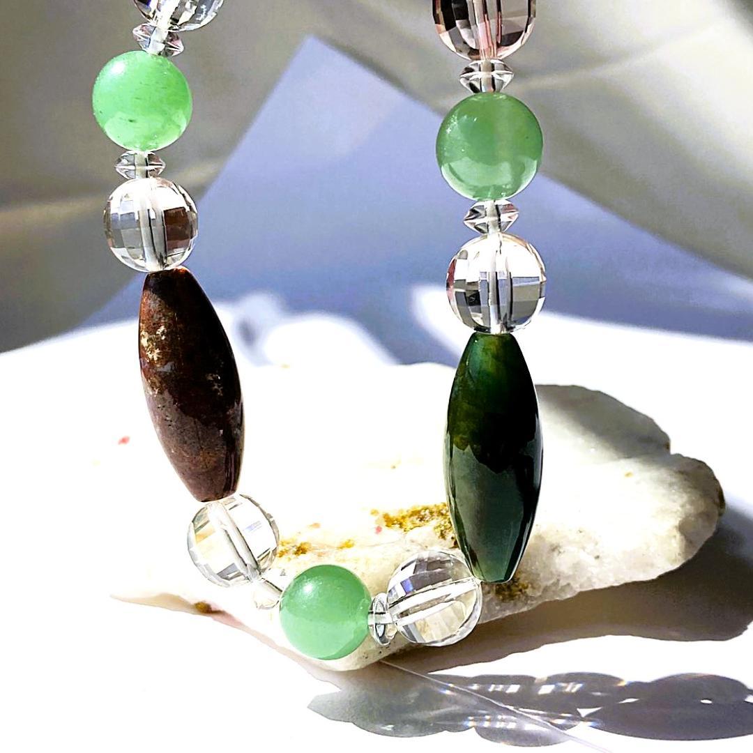 ★値下げしました★【木漏れ日みたい】細長メノウ 天然石 ブレスレット