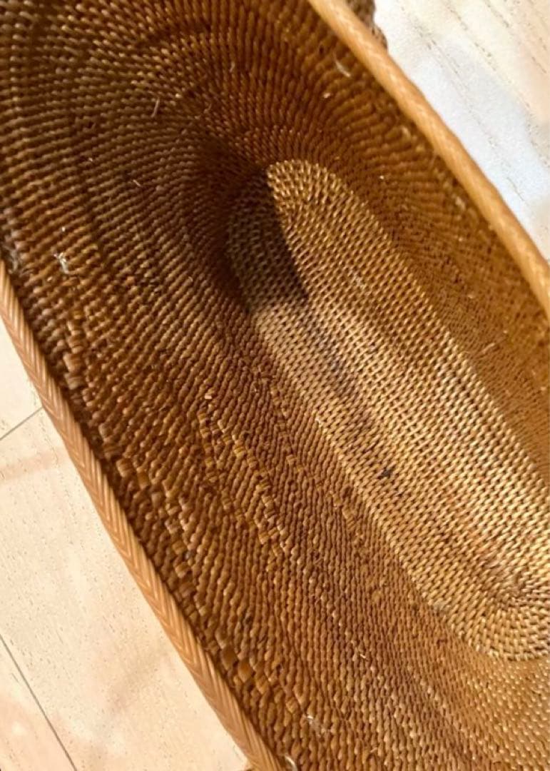 美品☆バリ島トゥガナン村製品 アタ カゴ ショルダーバッグ 手編み籠