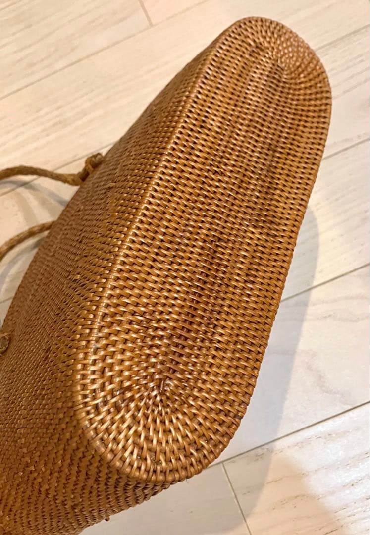 美品☆バリ島トゥガナン村製品 アタ カゴ ショルダーバッグ 手編み籠