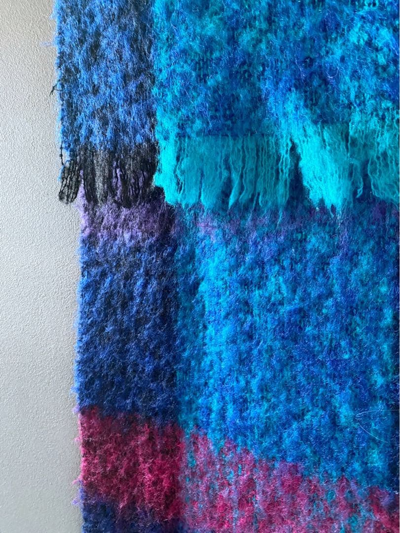 古着 ビンテージ アンティーク チェック柄 モヘア マフラー ストール 大判