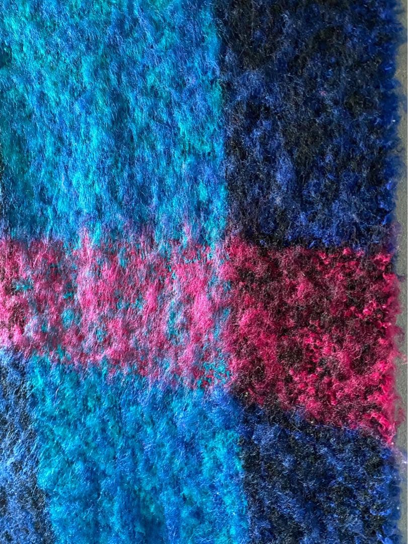 古着 ビンテージ アンティーク チェック柄 モヘア マフラー ストール 大判