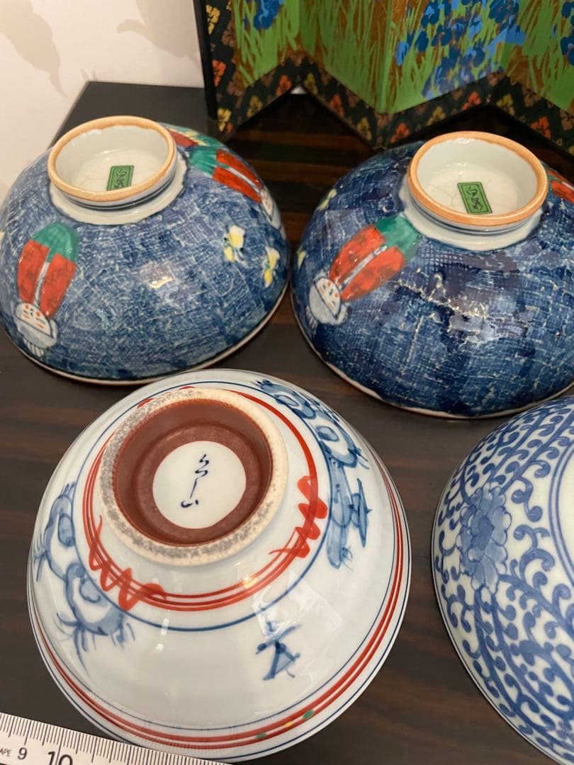 作家物　有田焼　清秀作　和風デザイン 飯碗 7個セット　お茶碗　まとめ売り