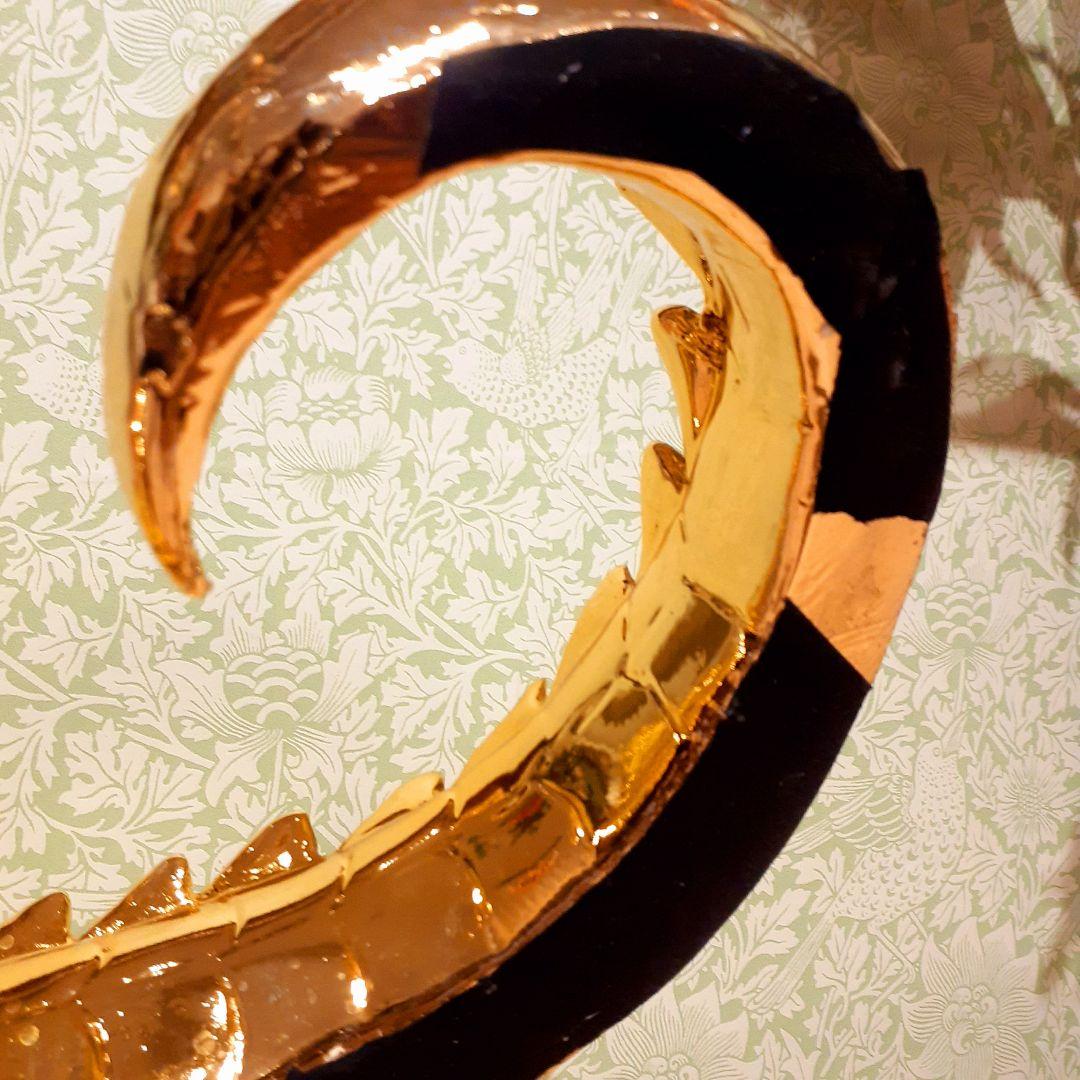 輸入雑貨　アニマルオブジェ　クリスタル&24金仕様　『クロコダイル』金色　縁起物