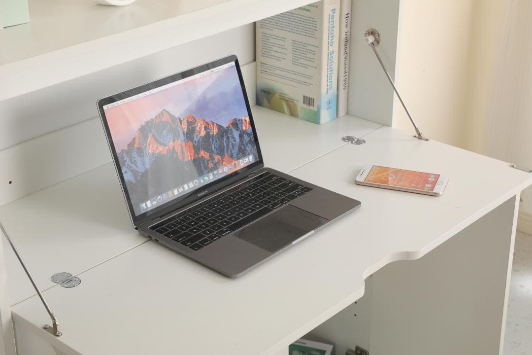 【ホワイト】学習机デスクパソコンデスク勉強机折り畳み天板引き出pcデスク