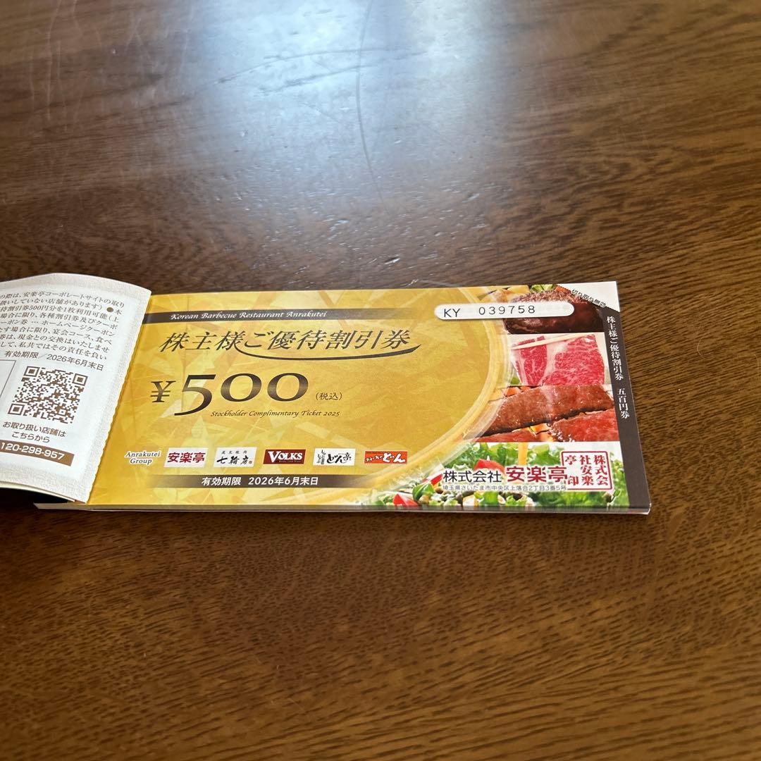 安楽亭　株主優待券
