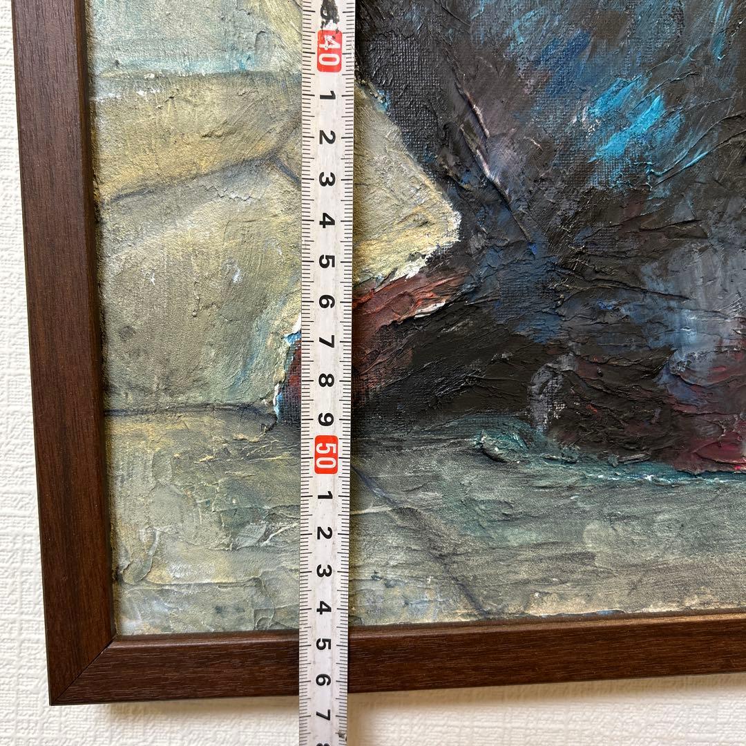 ［あくび］猫のアクリル絵 約50cm x 40cm 木製フレーム付き