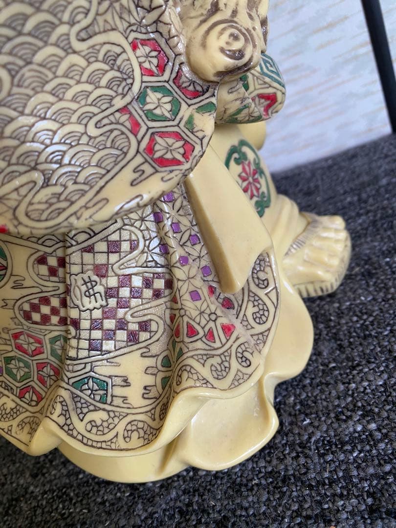 布袋像　布袋尊　色絵　笑顔の仏像　置物　開運　縁起物　特大　骨董