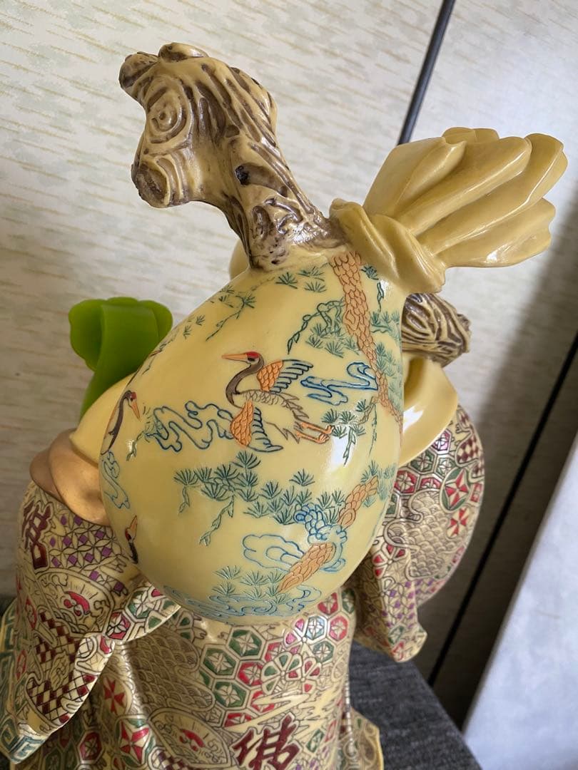 布袋像　布袋尊　色絵　笑顔の仏像　置物　開運　縁起物　特大　骨董