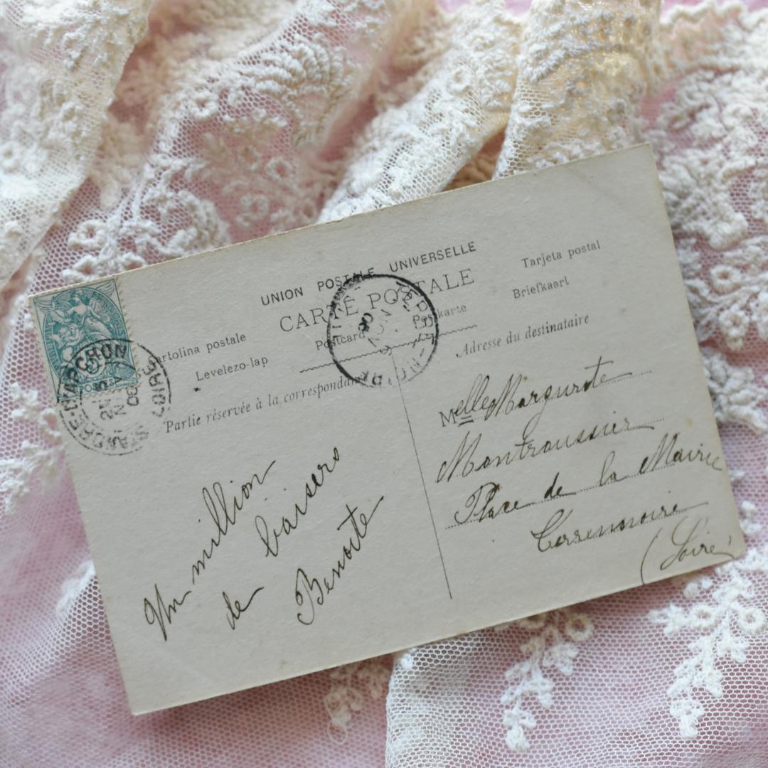 アンティークポストカード　頬杖をつく少女　1908年　 H.Manuel