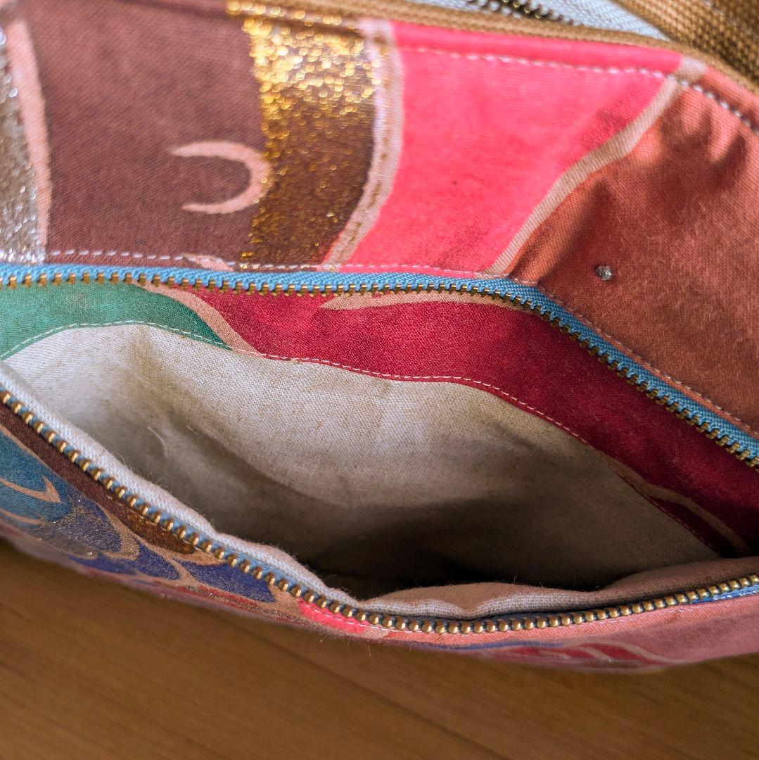 ショルダーバッグ　武者のぼり旗リメイク　柿渋染め×帆布　2026 武者の顔