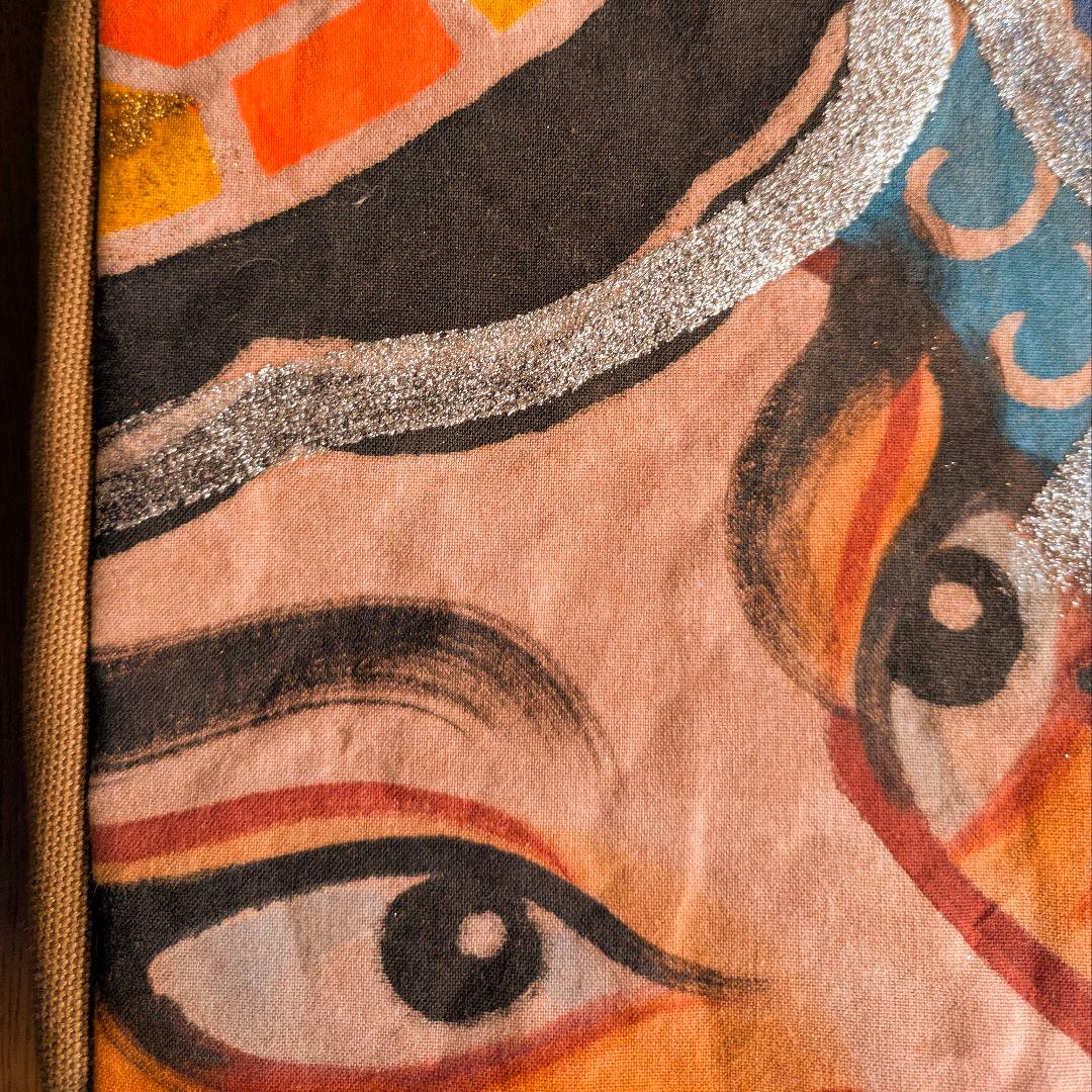 ショルダーバッグ　武者のぼり旗リメイク　柿渋染め×帆布　2026 武者の顔