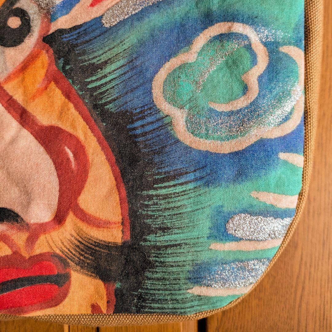 ショルダーバッグ　武者のぼり旗リメイク　柿渋染め×帆布　2026 武者の顔