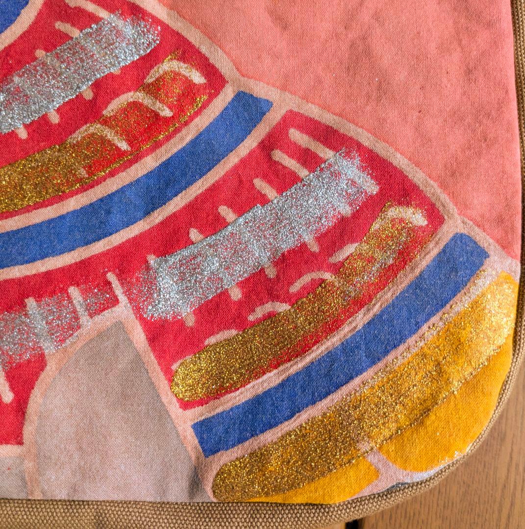 ショルダーバッグ　武者のぼり旗リメイク　柿渋染め×帆布　2026 武者の顔