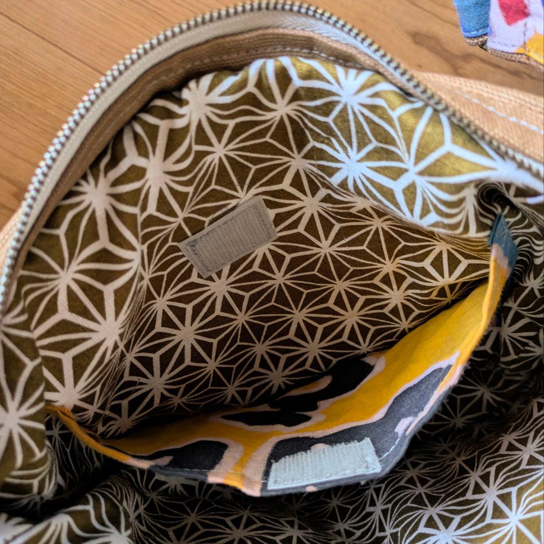 ショルダーバッグ　武者のぼり旗リメイク　柿渋染め×帆布　2026 武者の顔