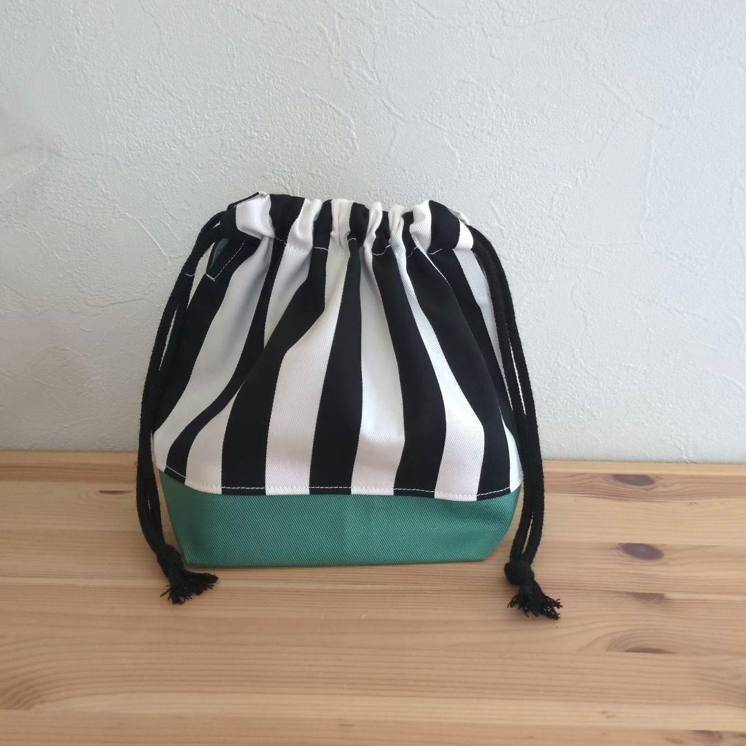 モスグリーン×ストライプ　レッスンバッグ4点セット　シンプル入園準備　入学準備