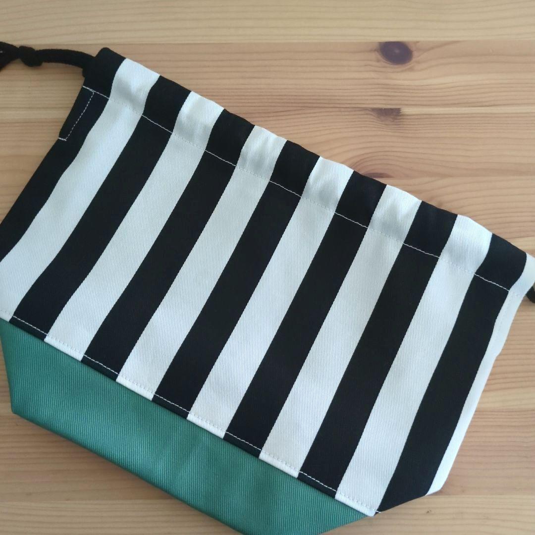 モスグリーン×ストライプ　レッスンバッグ4点セット　シンプル入園準備　入学準備