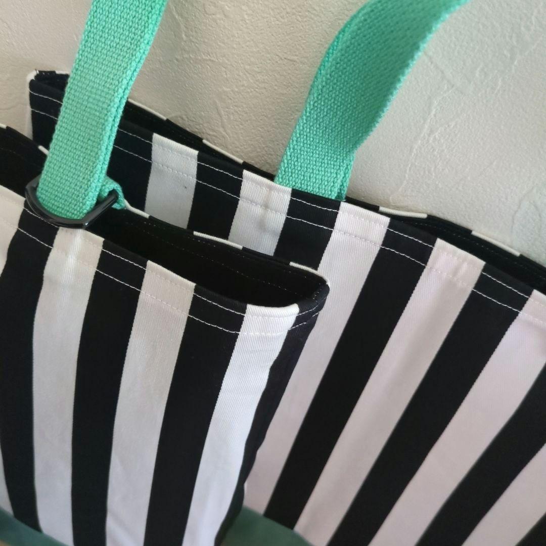 モスグリーン×ストライプ　レッスンバッグ4点セット　シンプル入園準備　入学準備