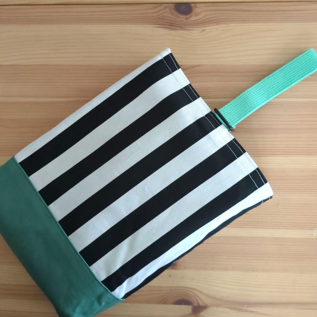 モスグリーン×ストライプ　レッスンバッグ4点セット　シンプル入園準備　入学準備