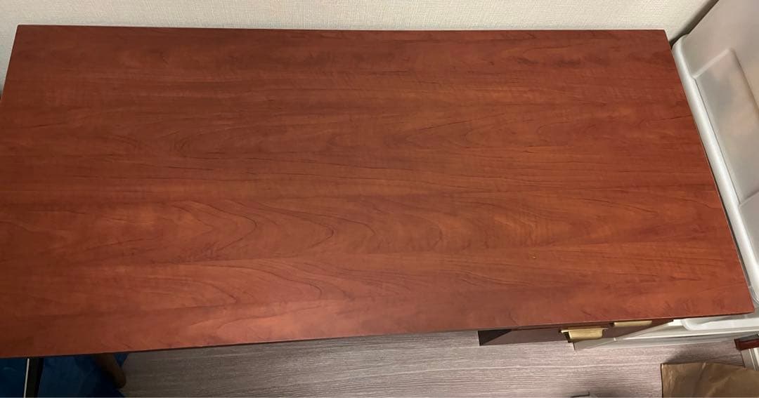 木製 デスク 120cm チーク風 引き出し ミッドセンチュリー 北欧 在宅