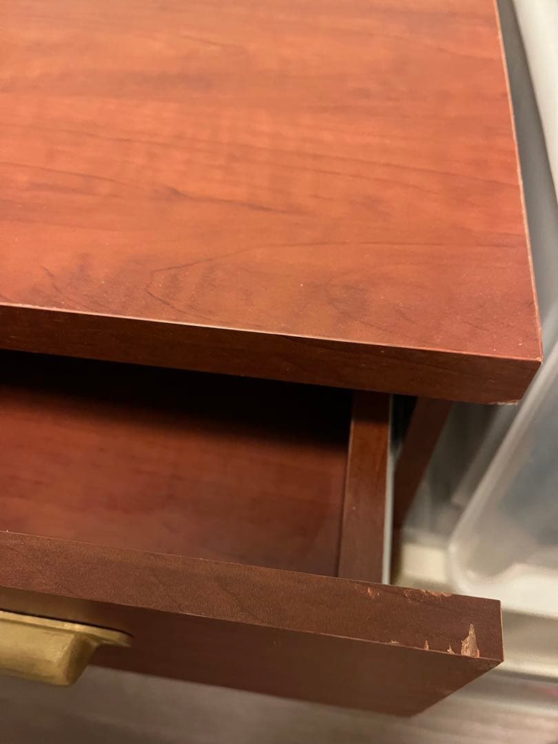 木製 デスク 120cm チーク風 引き出し ミッドセンチュリー 北欧 在宅