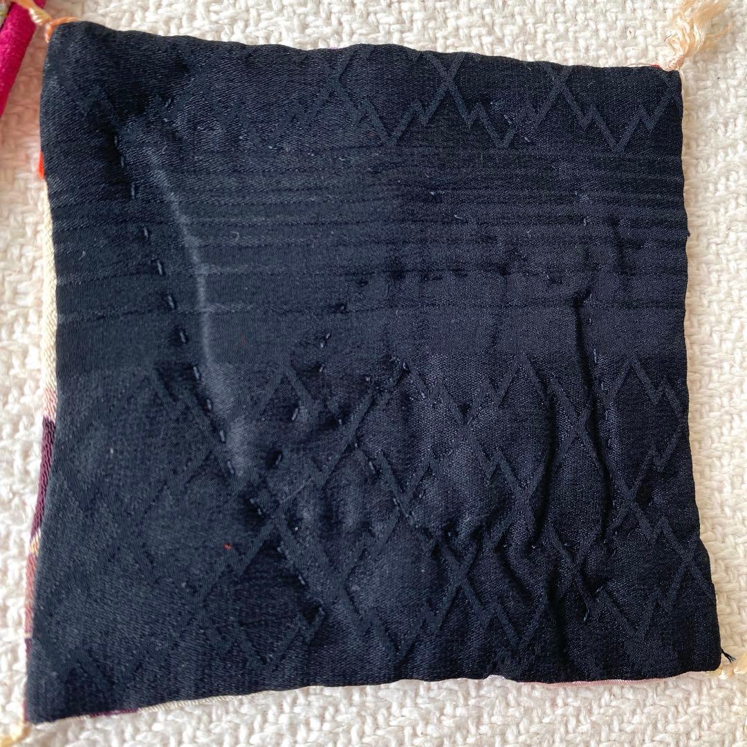 着物古布 手縫い継接合せ パッチワーク ハート 四角 コースター 敷物 年代物