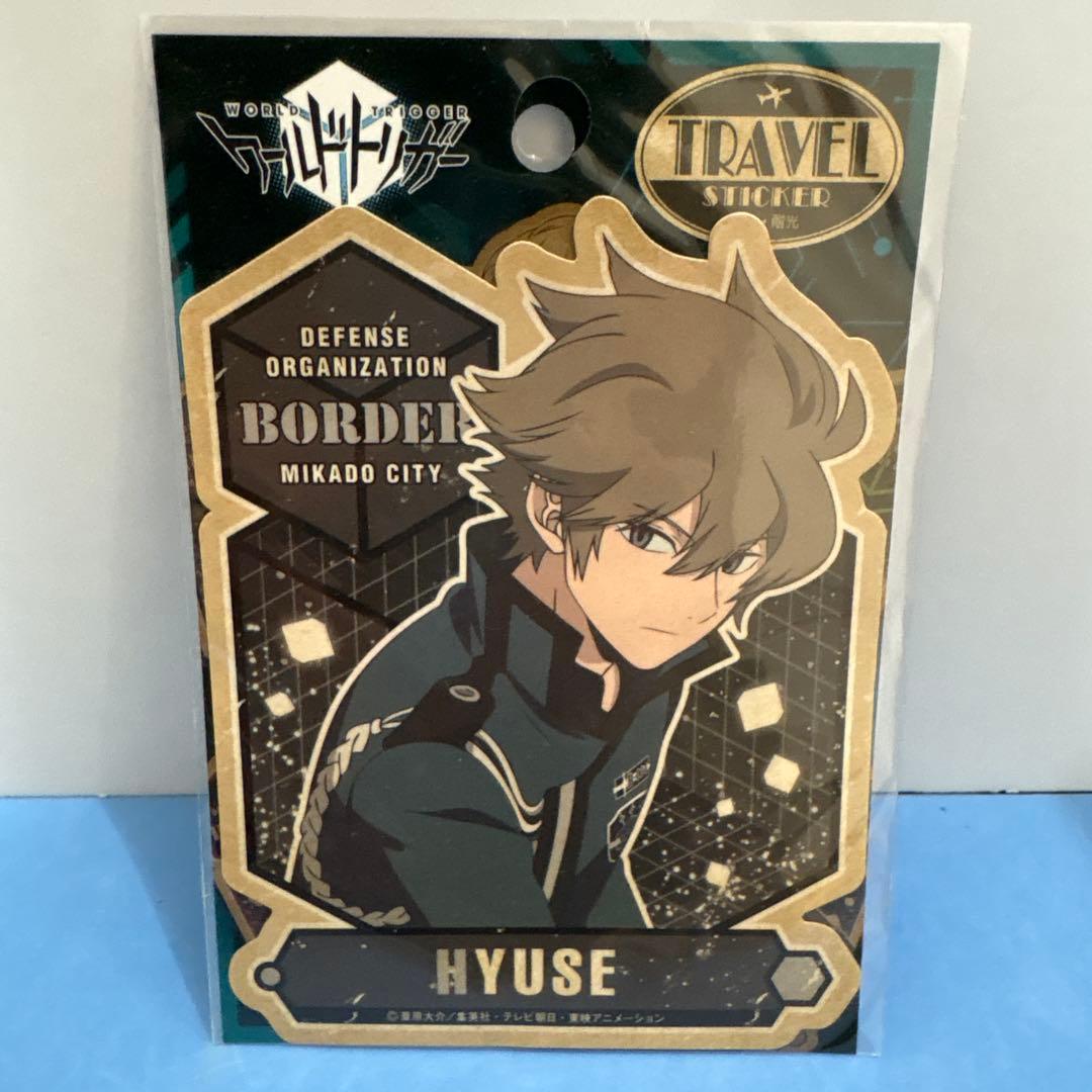ワールドトリガー 缶バッジ、ポストカード、色紙、ステッカー【ヒュース】セット