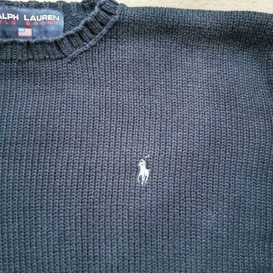 ラルフローレン ポロスポーツ コットン ニット クルーネック ネイビー 紺