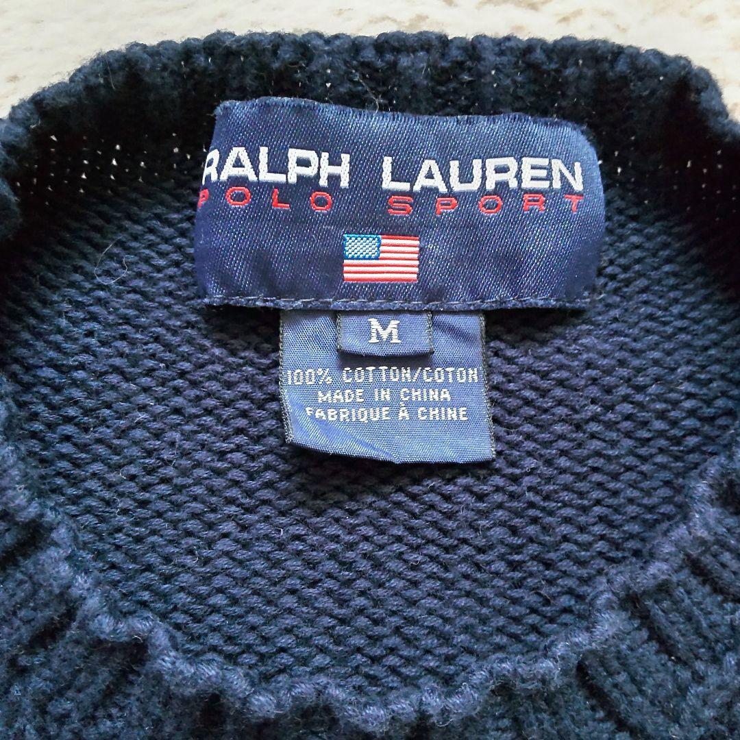 ラルフローレン ポロスポーツ コットン ニット クルーネック ネイビー 紺
