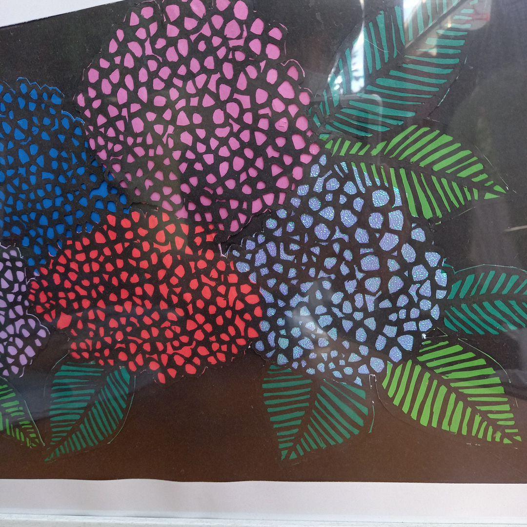 あじさい　切り絵　ハンドメイド