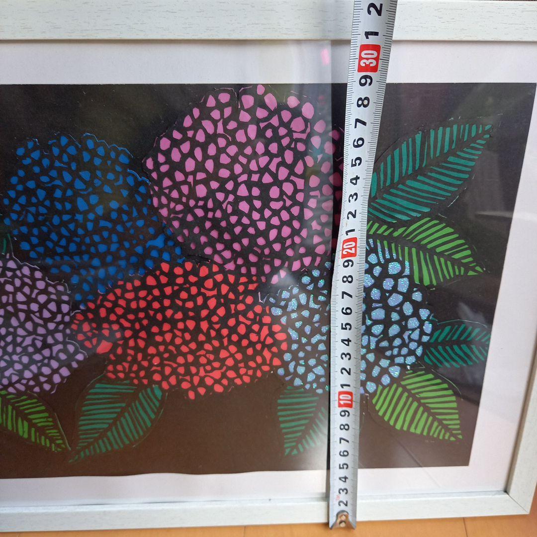 あじさい　切り絵　ハンドメイド