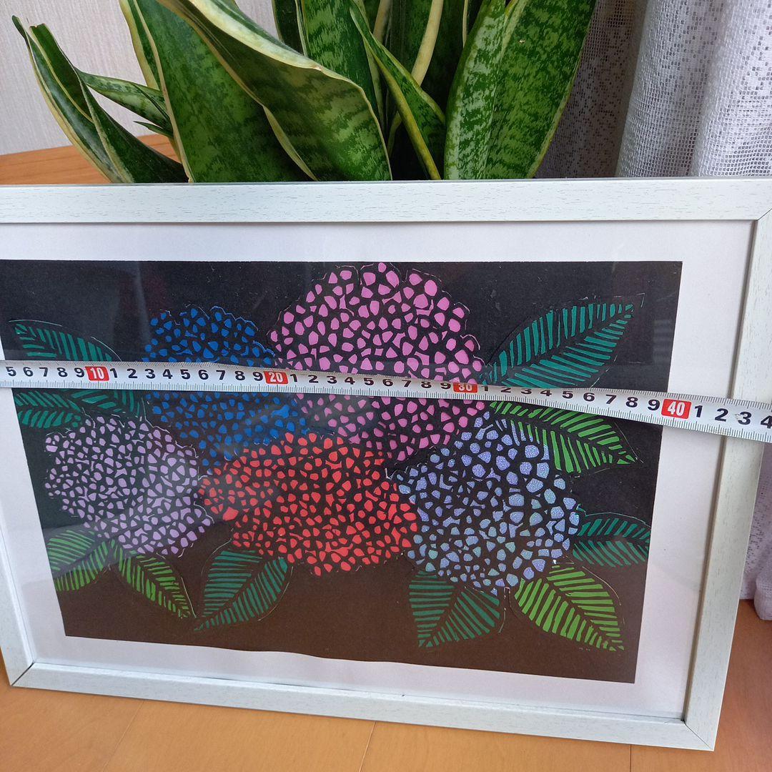 あじさい　切り絵　ハンドメイド