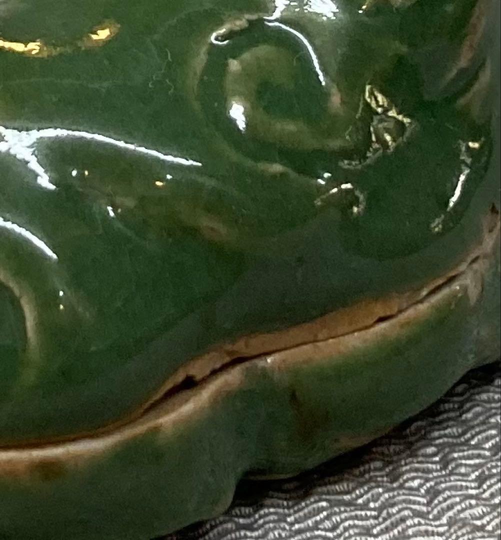 B287b 「青磁 獅子香合」前大徳誡堂箱書付　紀州御庭焼青瓷獅子　茶道具