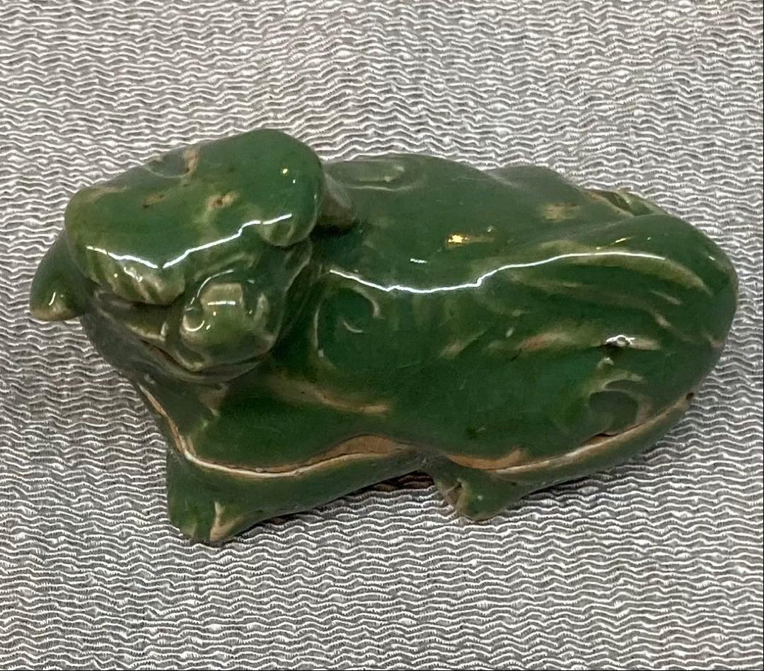 B287b 「青磁 獅子香合」前大徳誡堂箱書付　紀州御庭焼青瓷獅子　茶道具