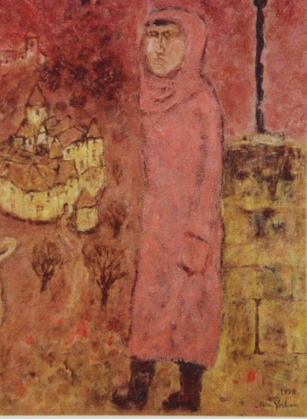 吉野純、『巡礼・聖家族』、希少画集より、状態良好、新品木製額・額装付