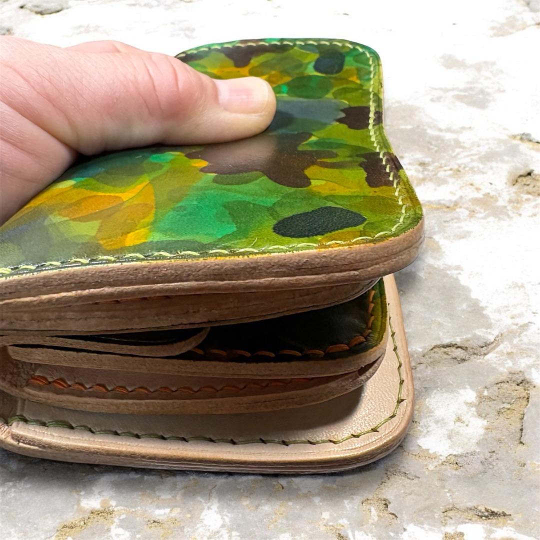 【姫路レザー】手縫い ミドルウォレット 本革 経年変化を楽しむ 二つ折り財布