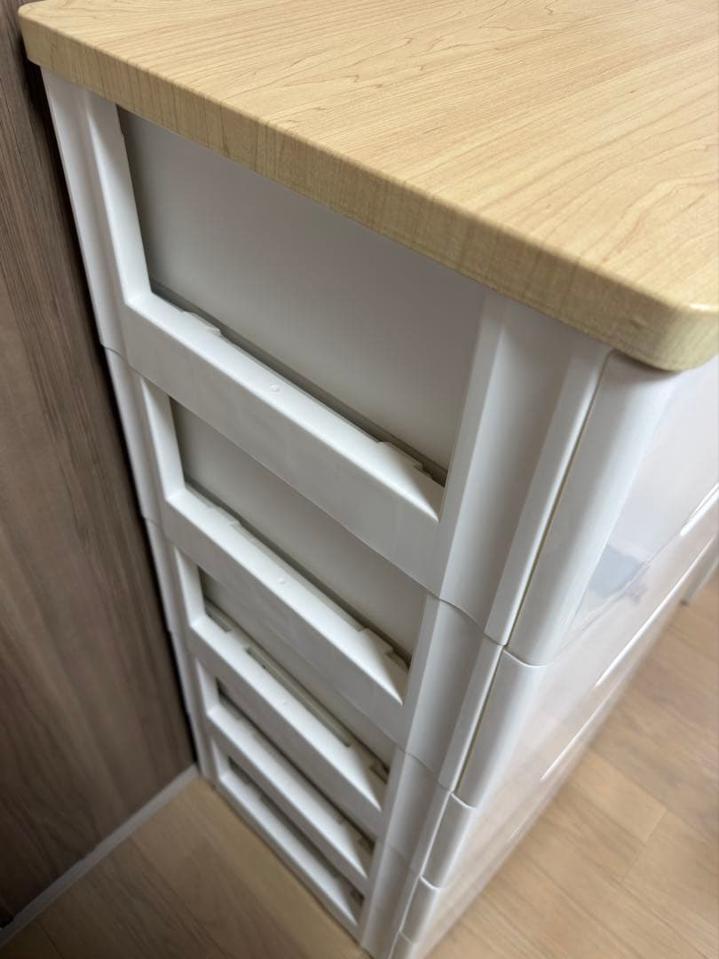 アイリスオーヤマ　ホワイト 5段チェスト 木製天板