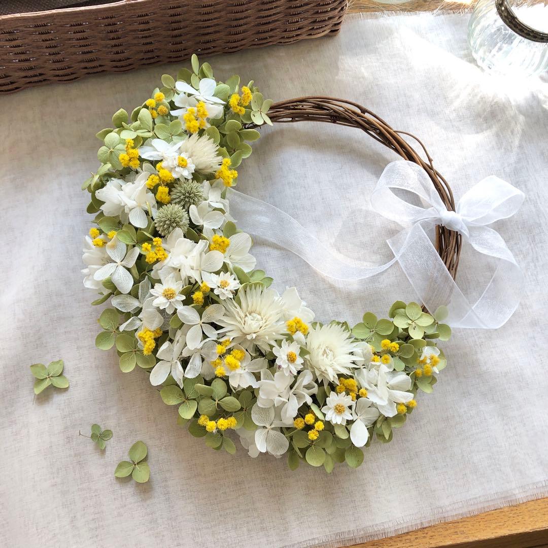 ＊Natural＊ミモザとアナベルのリース☆ドライフラワーリース