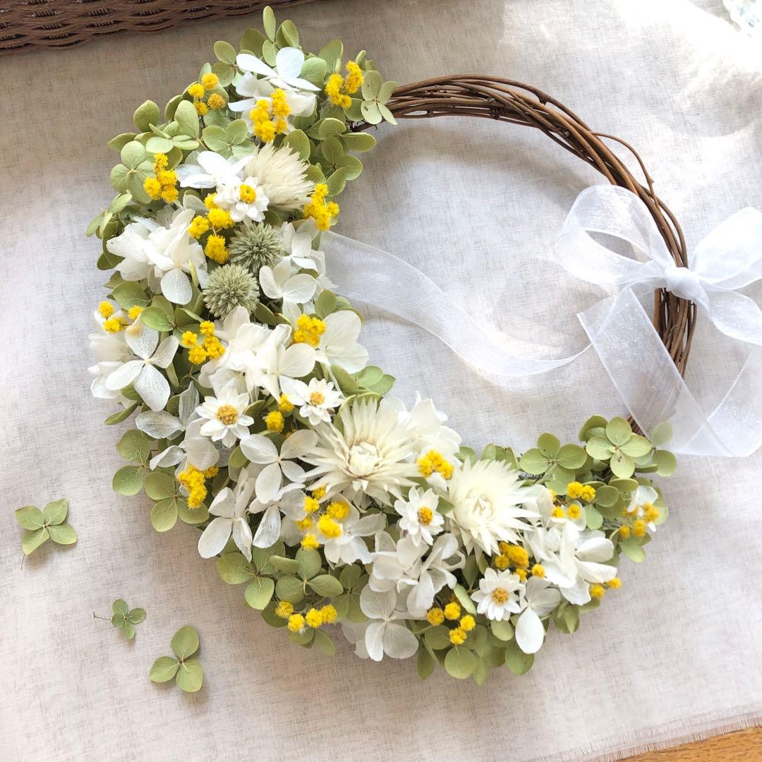 ＊Natural＊ミモザとアナベルのリース☆ドライフラワーリース