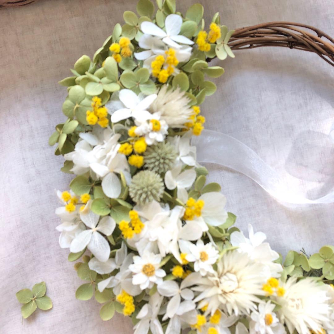 ＊Natural＊ミモザとアナベルのリース☆ドライフラワーリース