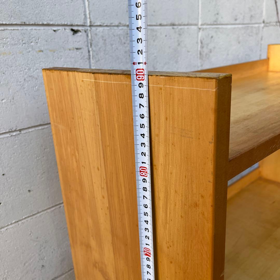 古家具ビンテージ品◾️木製無垢材 三段 ブックシェルフ 本棚 レコードラック