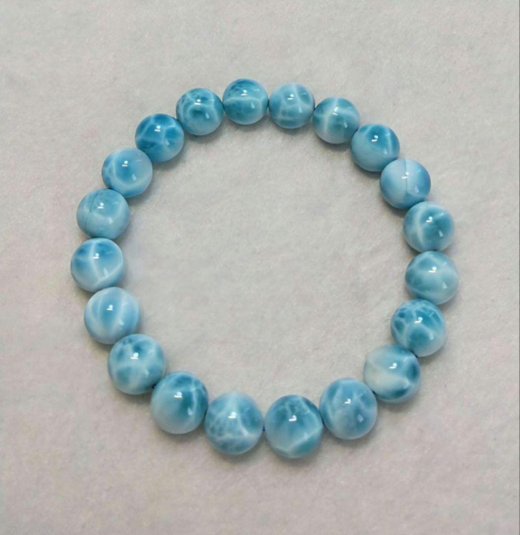 【極上,美品】ラリマー　ブレスレット　天然　亀模様　ブルーペクトライト　平和