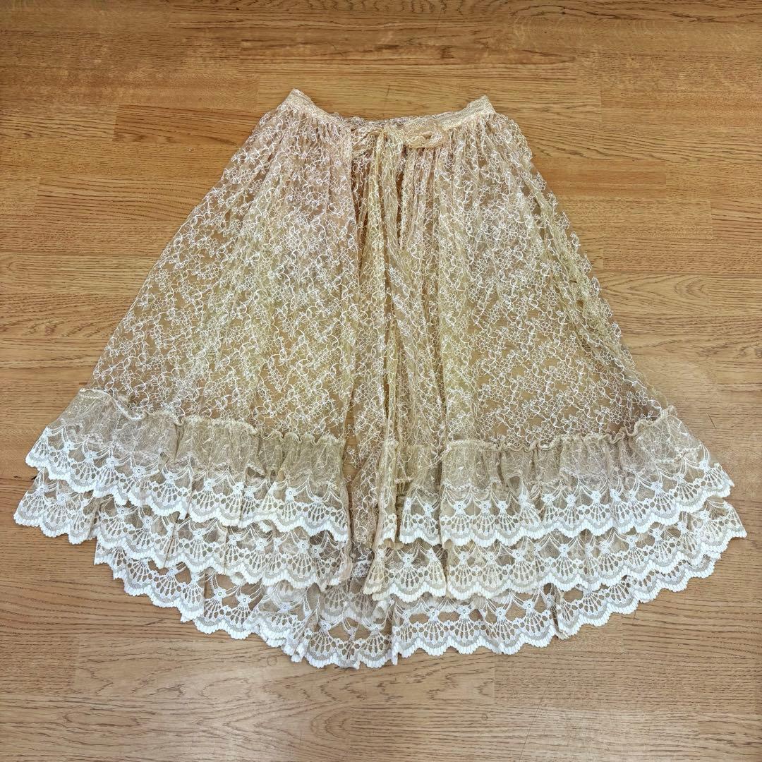 chimaki 総レース　エプロン　手染め　生成り　チマキ