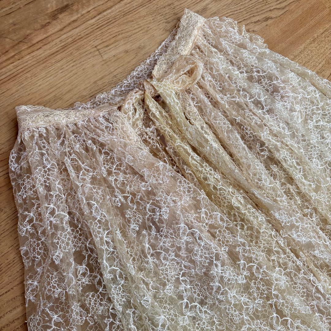 chimaki 総レース　エプロン　手染め　生成り　チマキ